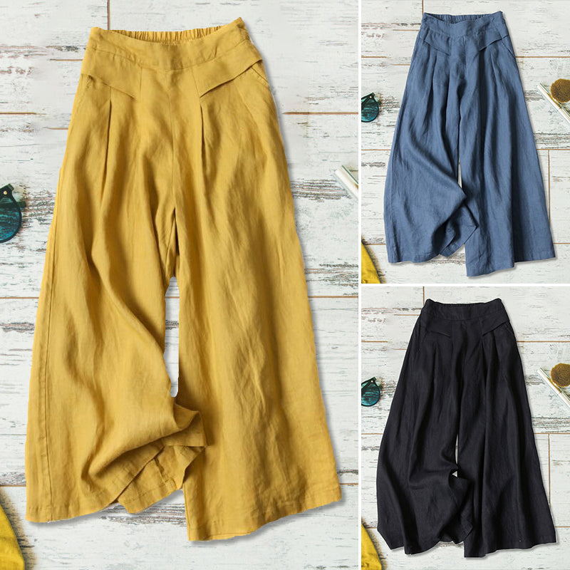 Dames casual losse katoenen linnen wijde pijpen