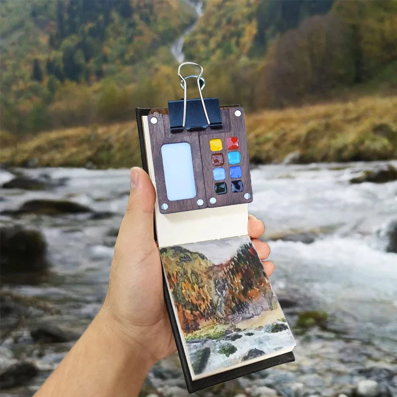 Draagbaar walnoot Waterverf palet