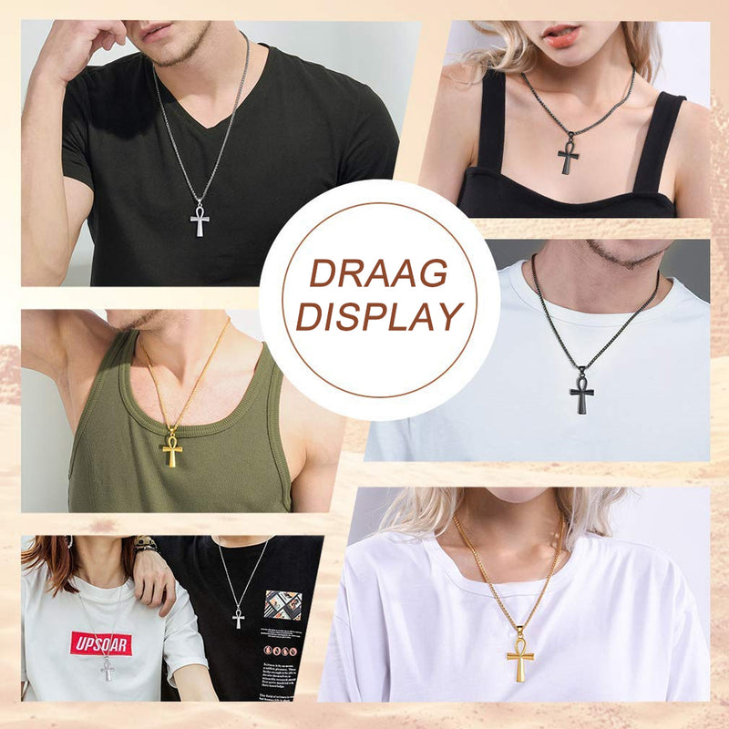 Stainless steel oude Egyptische kruis heren ketting