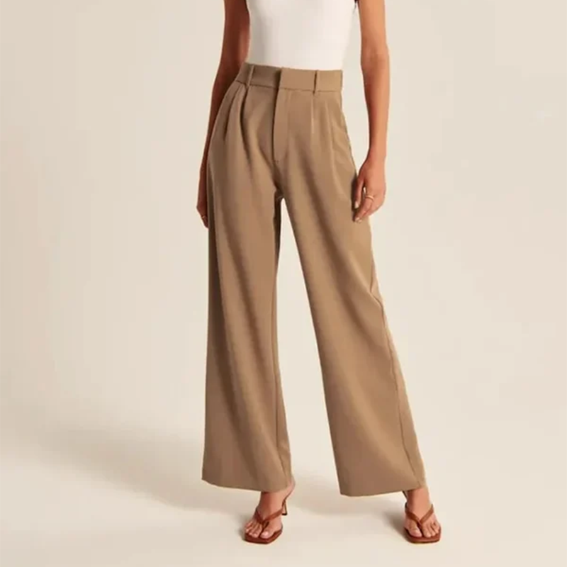 Moeiteloze getailleerde broek met wijde pijpen