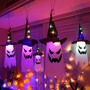 Halloween hangende verlichte gloeiende heksenhoed