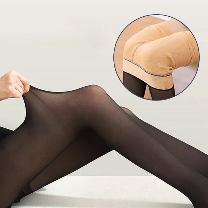 Vlekkeloze benen nep doorschijnende warme pluche gevoerde elastische panty