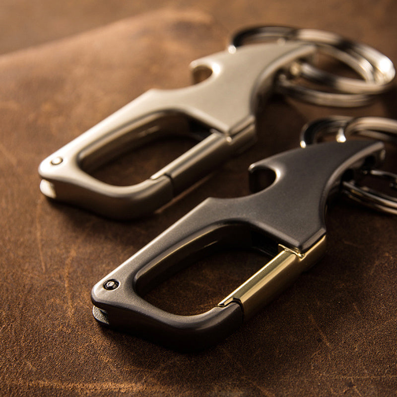 Multifunctionele hangende flesopener metalen dubbele ring sleutelhanger