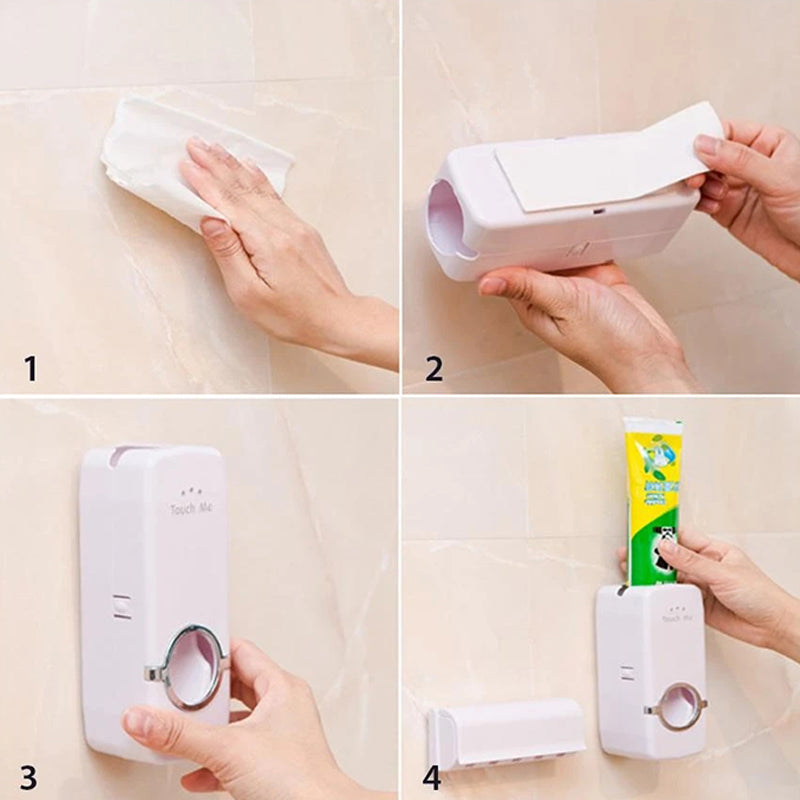 Automatische tandpasta dispenser en tandenborstel houder set