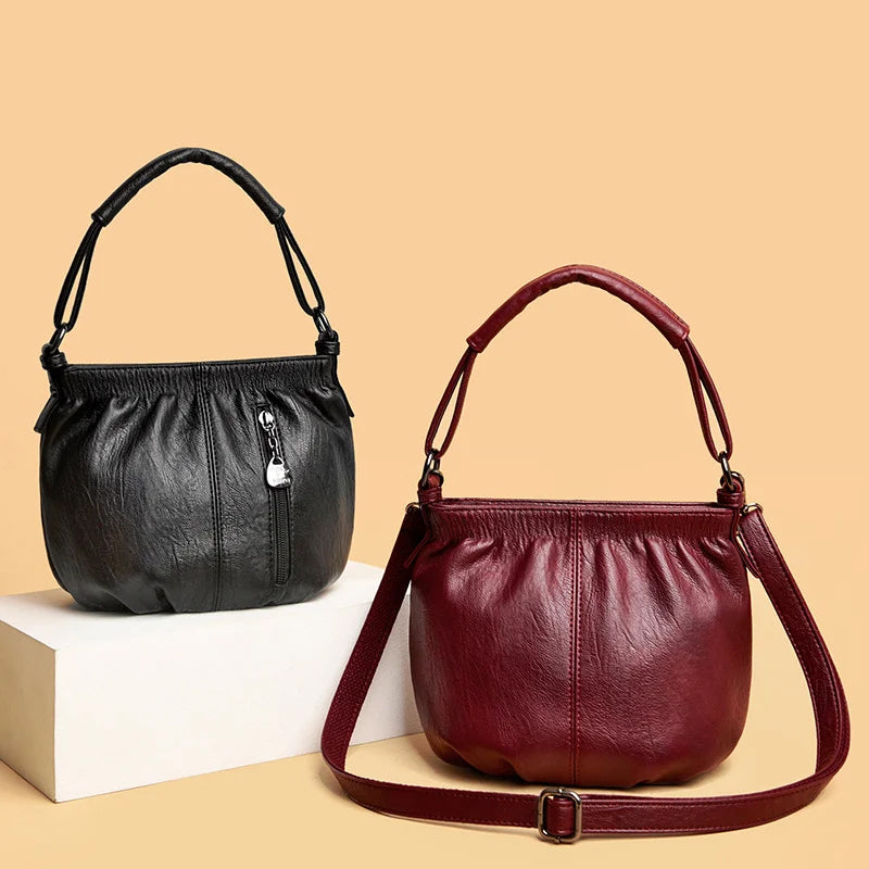 Schoudertas voor dames met retro textuur