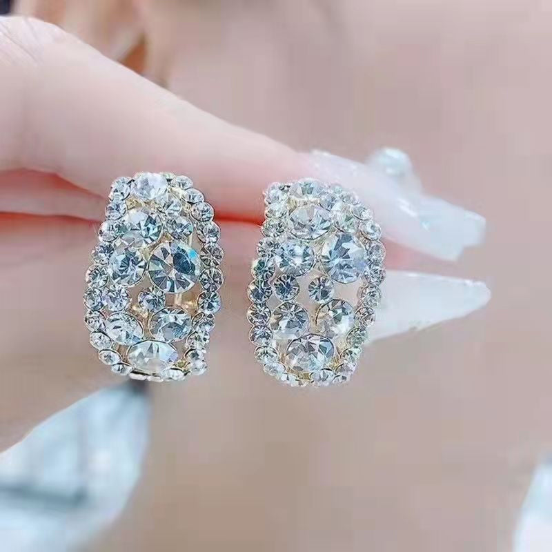 Glitter oorbellen met volledige strass-uitsparing