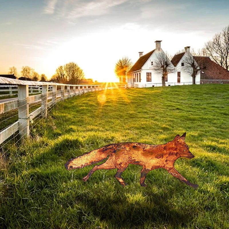 Rustieke metalen vos tuindecoratie