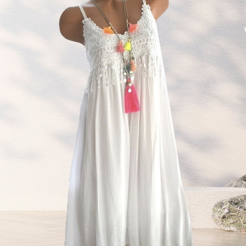 Hemdjurk in effen kleur met kant