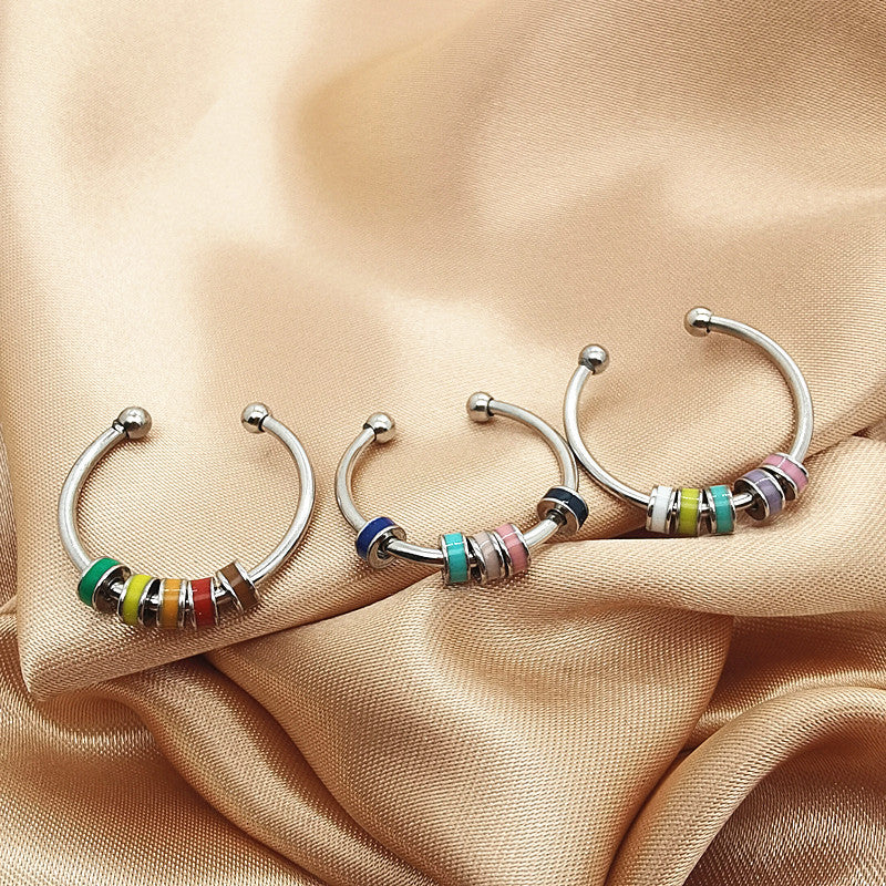 Titanium stalen emaille vingertop ring