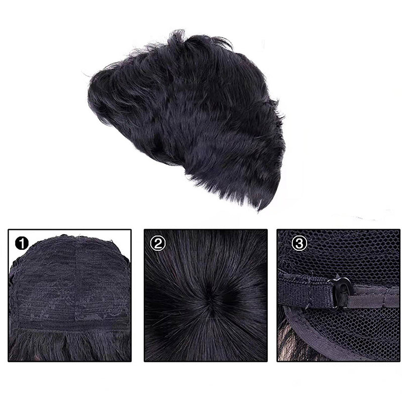 Zwarte pruik met elastisch binnennet