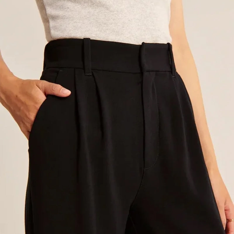 Moeiteloze getailleerde broek met wijde pijpen