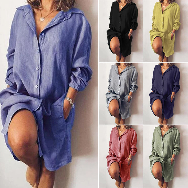 Casual overhemdjurk van puur katoen voor dames