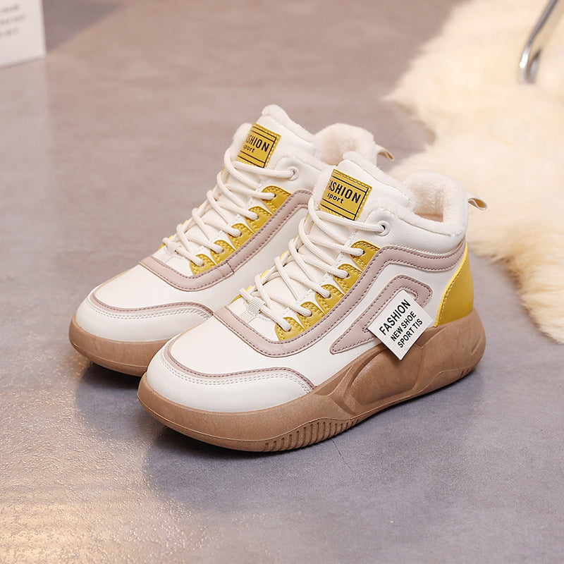 Hoge Dames Fleeceschoenen met Dikke Zolen