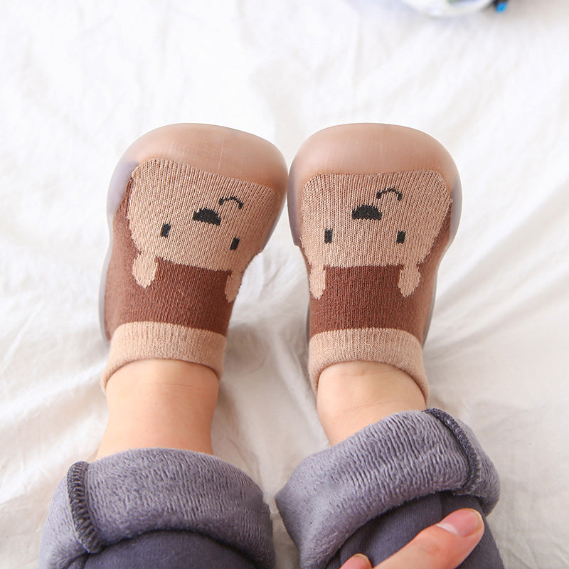 Antislip babyslofjes met dierenpatroon