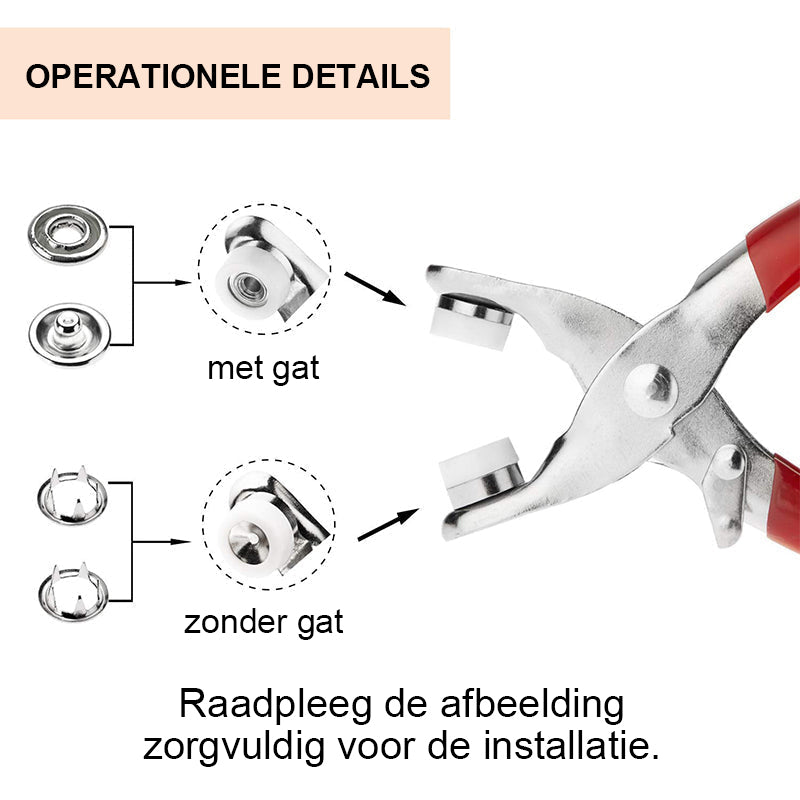 Kit met metalen drukknopen