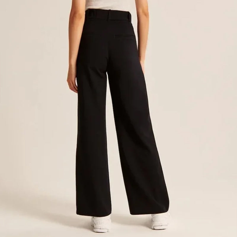 Moeiteloze getailleerde broek met wijde pijpen