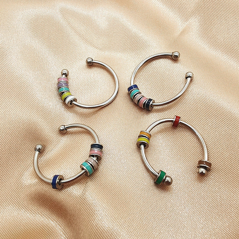Titanium stalen emaille vingertop ring