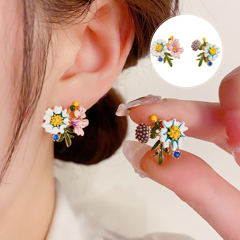 Daisy Flower asymmetrische oorbellen