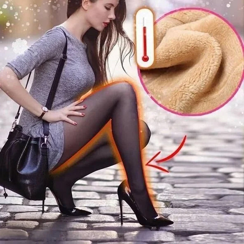 Vlekkeloze benen nep doorschijnende warme pluche gevoerde elastische panty