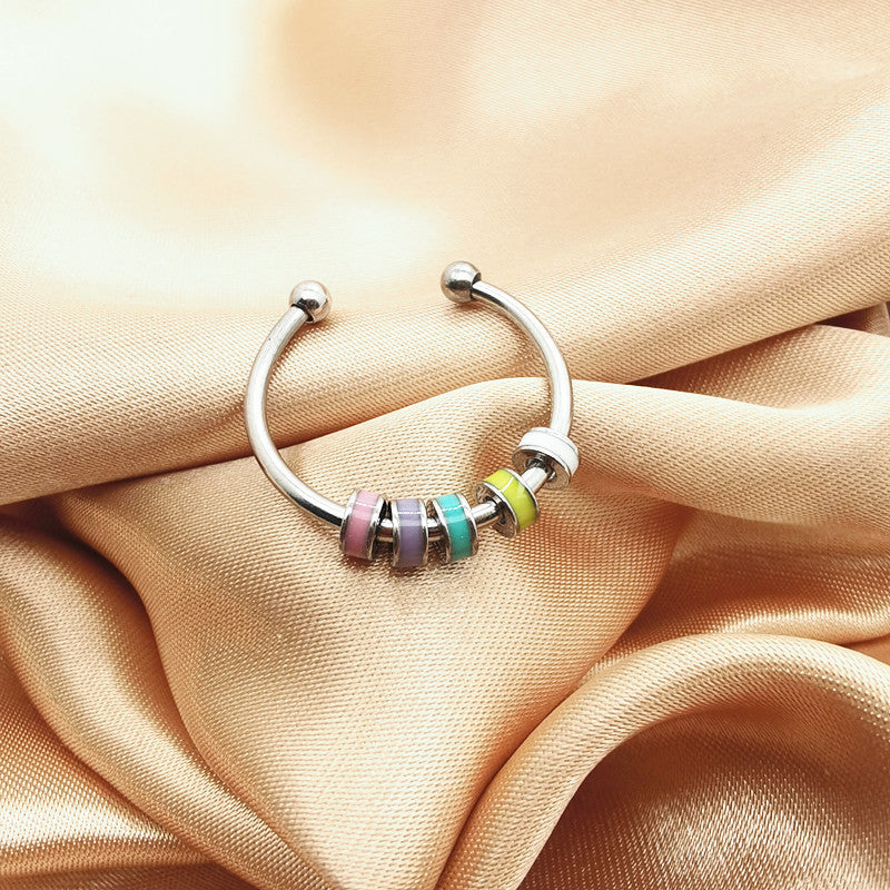 Titanium stalen emaille vingertop ring