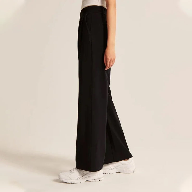 Moeiteloze getailleerde broek met wijde pijpen
