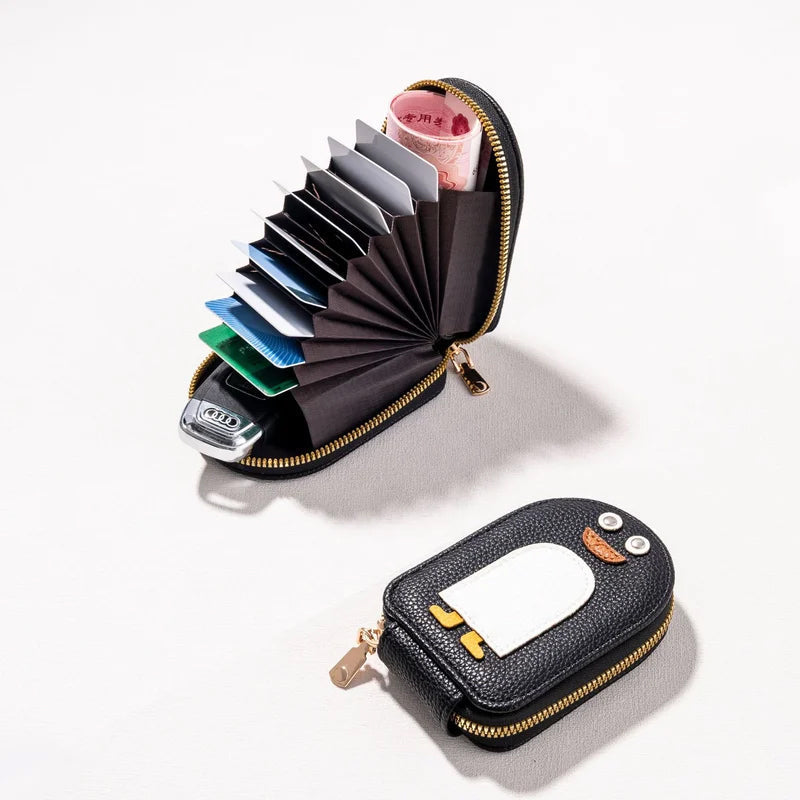 Leuke pinguïns PU-creditcardmuntportemonnee