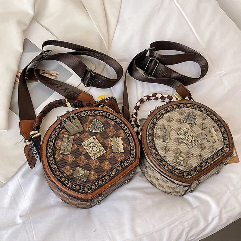 Retro draagtas met badgeprint