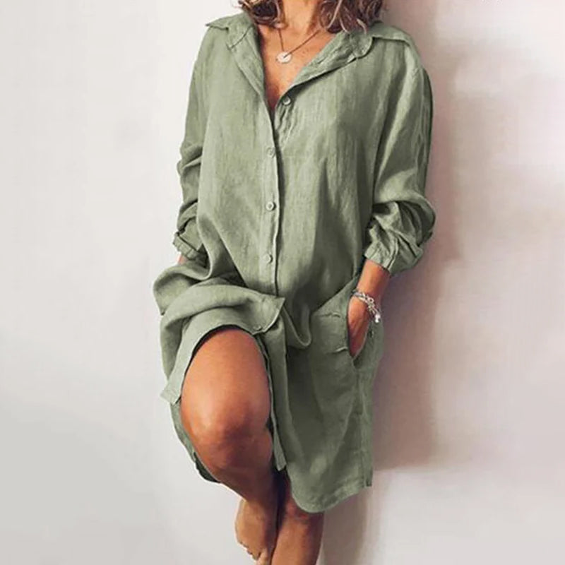 Casual overhemdjurk van puur katoen voor dames
