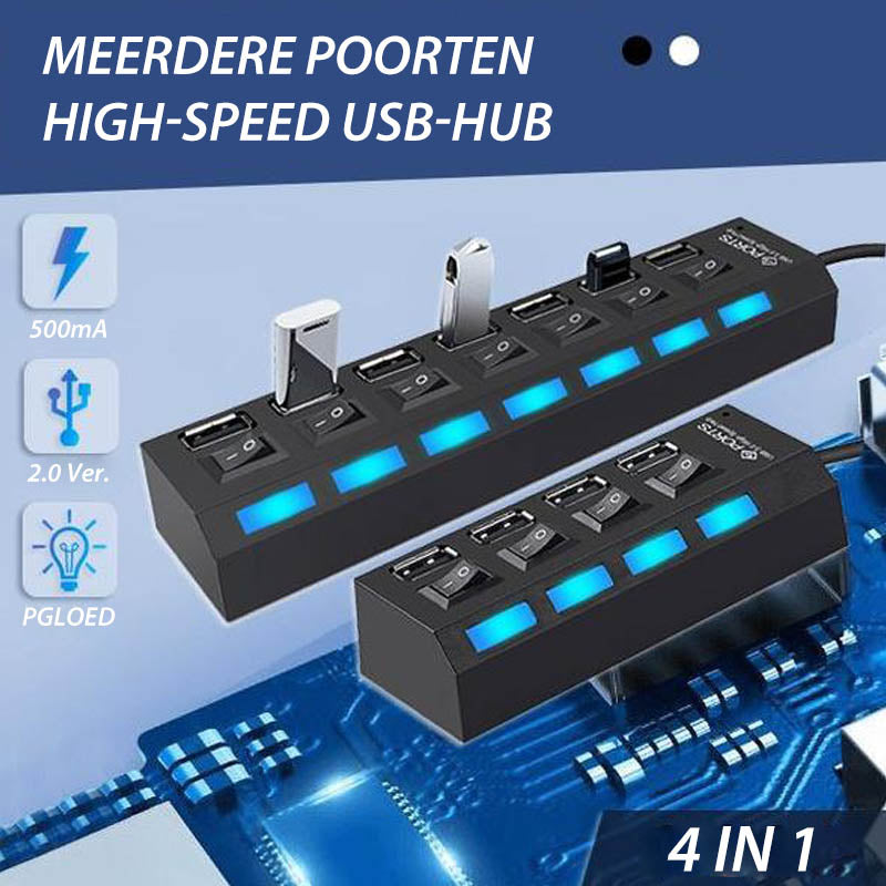 USB-hub met meerdere poorten en hoge snelheid