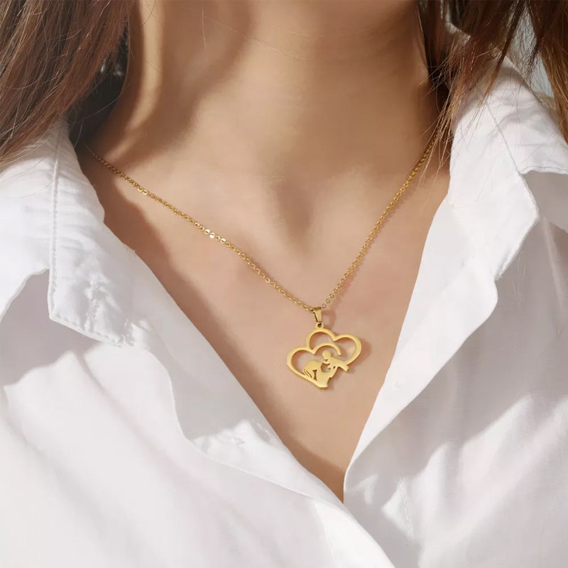 Moeder en baby hart ketting