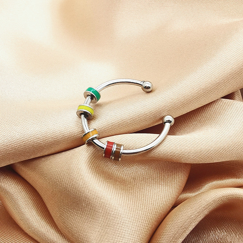 Titanium stalen emaille vingertop ring