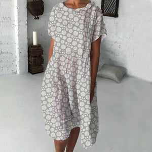 Midi-jurk met zonnebloemprint