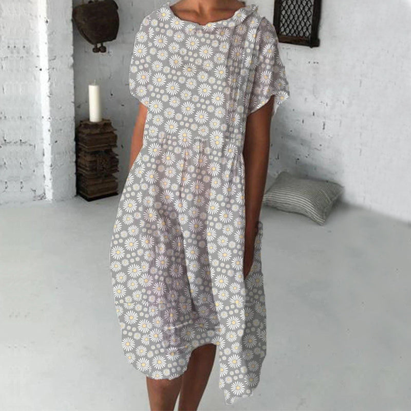 Midi-jurk met zonnebloemprint