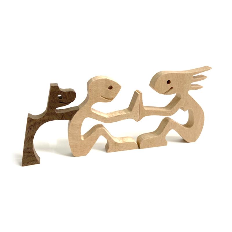 Dierenliefhebber - Tafelornamenten met houten sculptuur