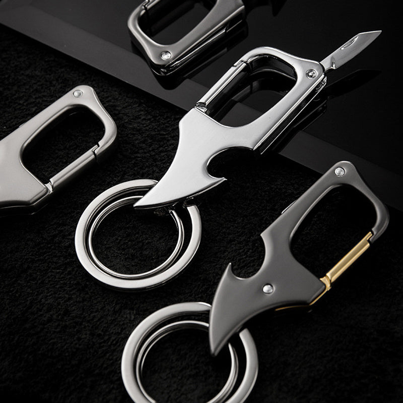 Multifunctionele hangende flesopener metalen dubbele ring sleutelhanger