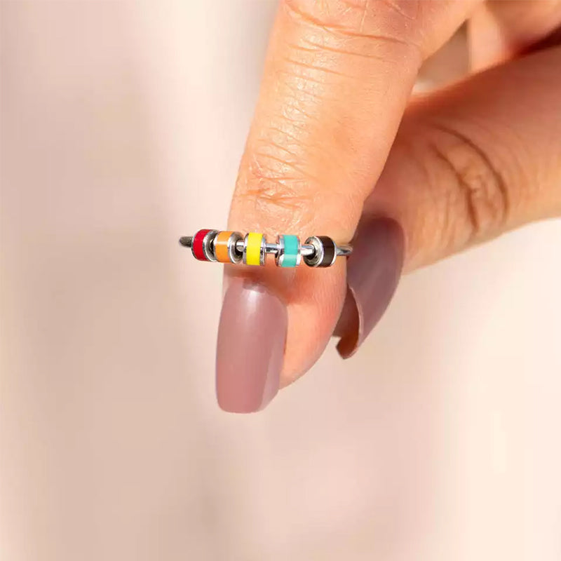 Titanium stalen emaille vingertop ring