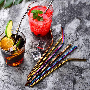 Veelkleurige herbruikbare roestvrijstalen rietjes