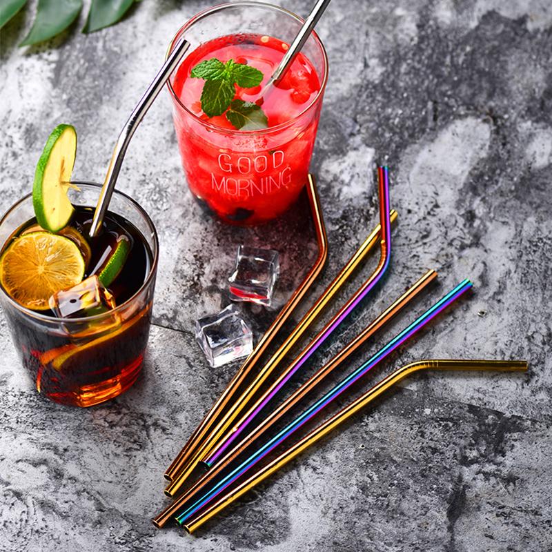 Veelkleurige herbruikbare roestvrijstalen rietjes