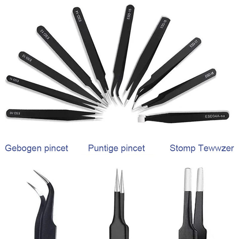 Precisie roestvrijstalen pincet (10 stuks)