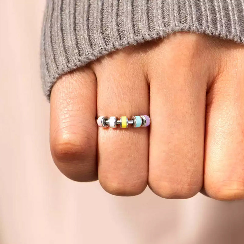 Titanium stalen emaille vingertop ring