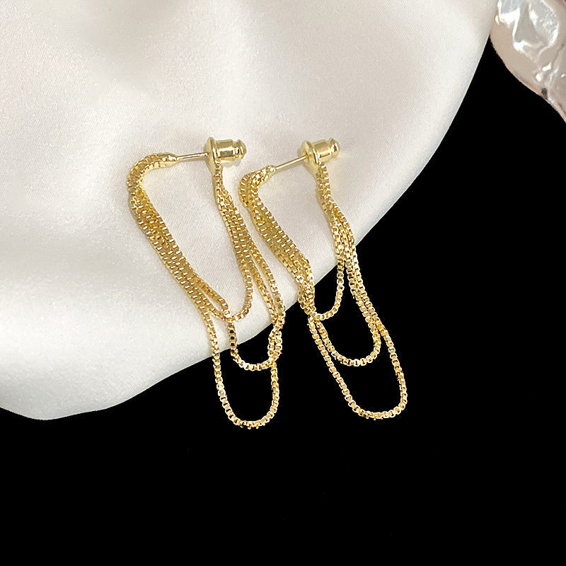 Zachte zilveren ketting kwast oorbellen