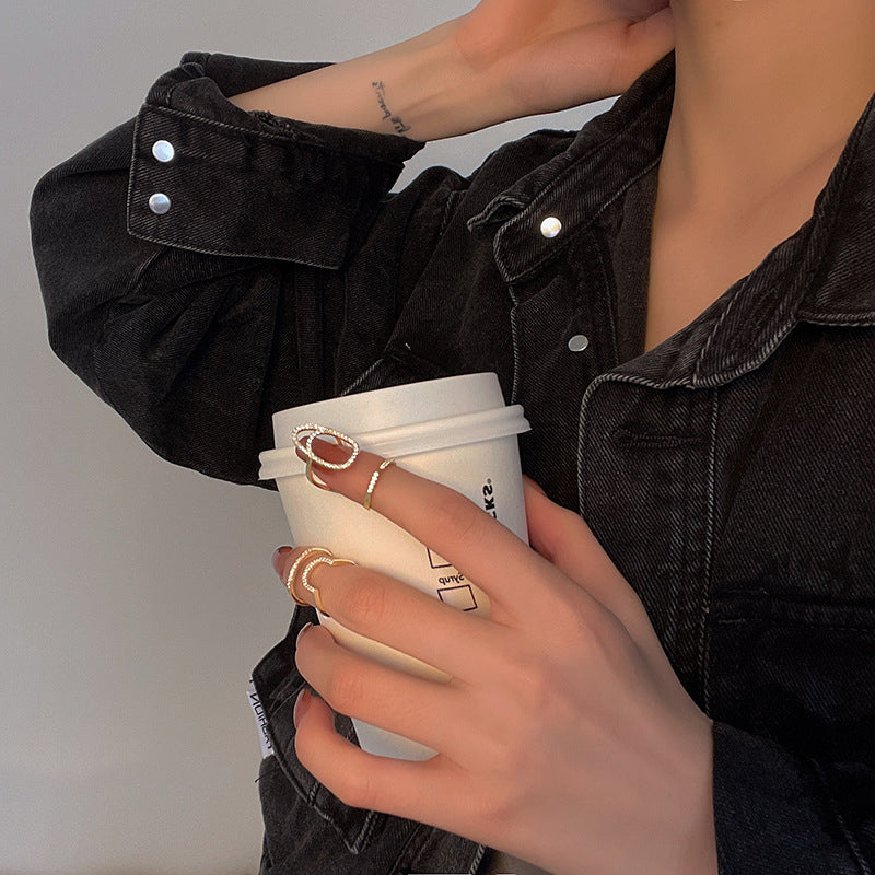 Geometrische diamanten open nagelring