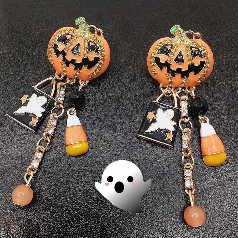 Pumpkin Ghost Creative Halloween-oorbellen met kwastjes