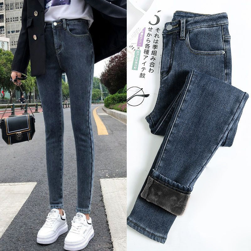 Verdikte elastische potloodbroek met fleece