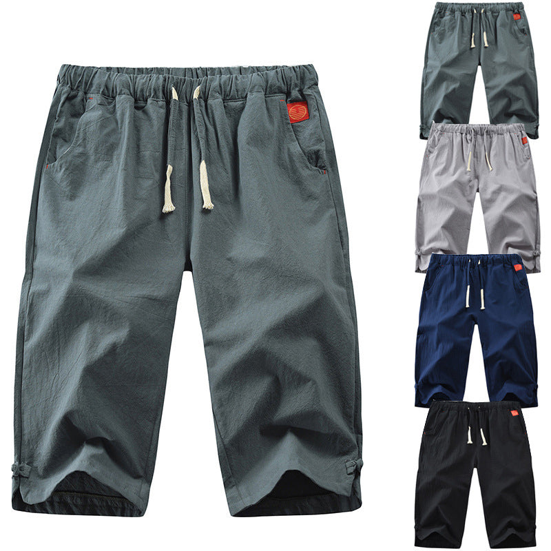 Shorts met vijfpuntsstrik van katoen en linnen