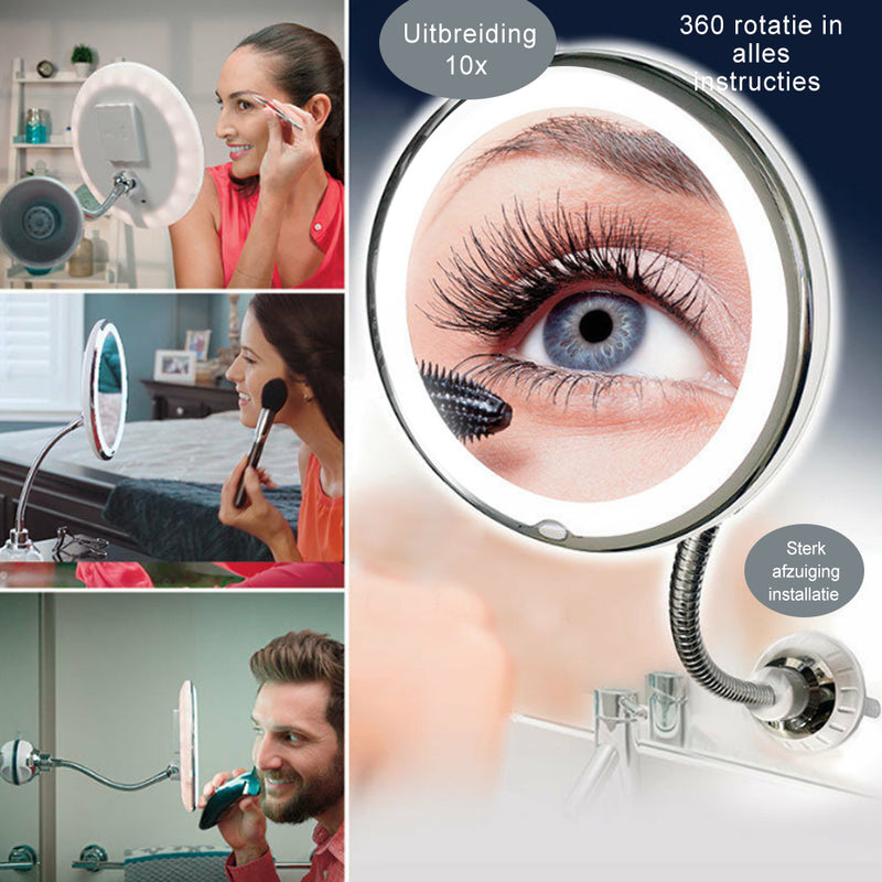 Vergrotende make-upspiegel met LED-licht