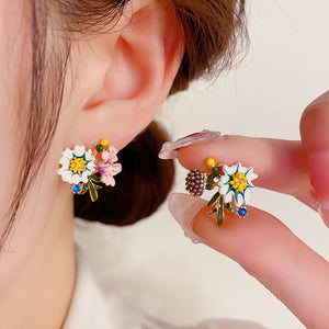 Daisy Flower asymmetrische oorbellen