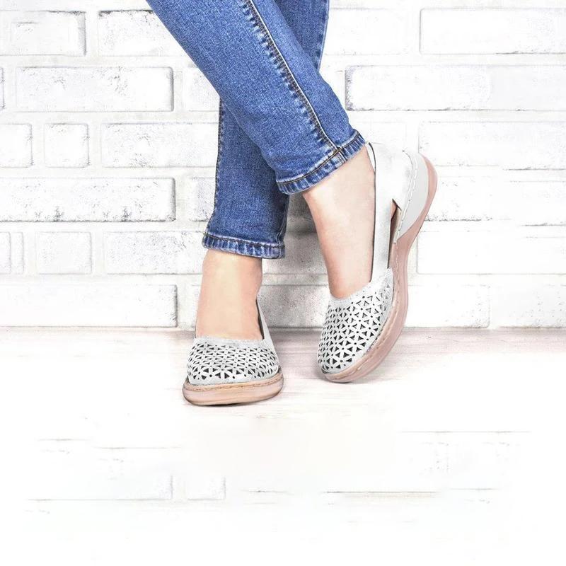 Platte, ademende platte sandaal met ronde neus voor dames