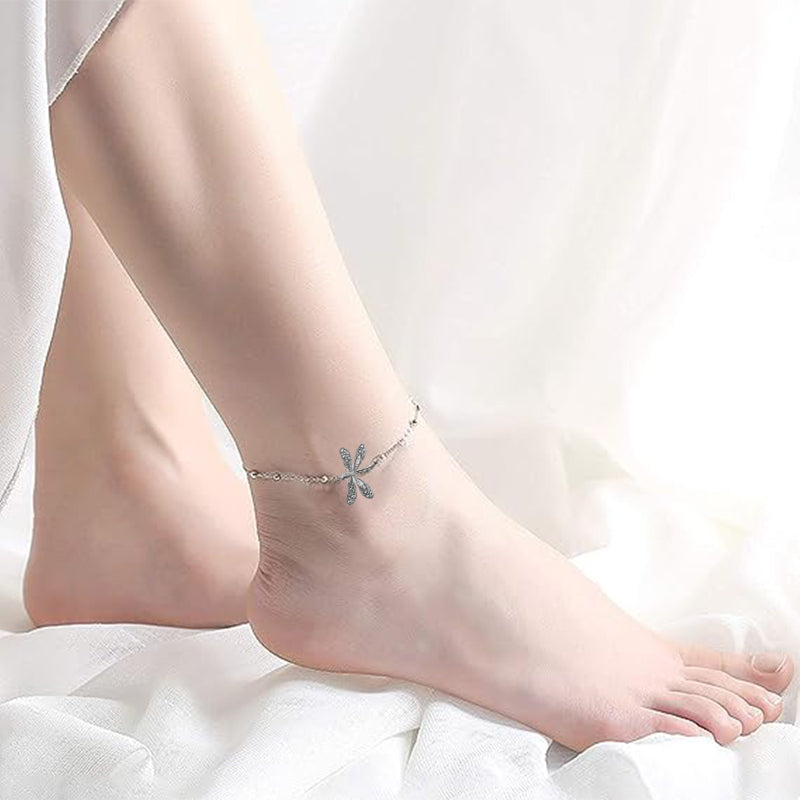 Dragonfly enkelbandje met parel