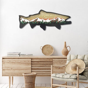 Houten Forel Kunst Landschap Muur Decor